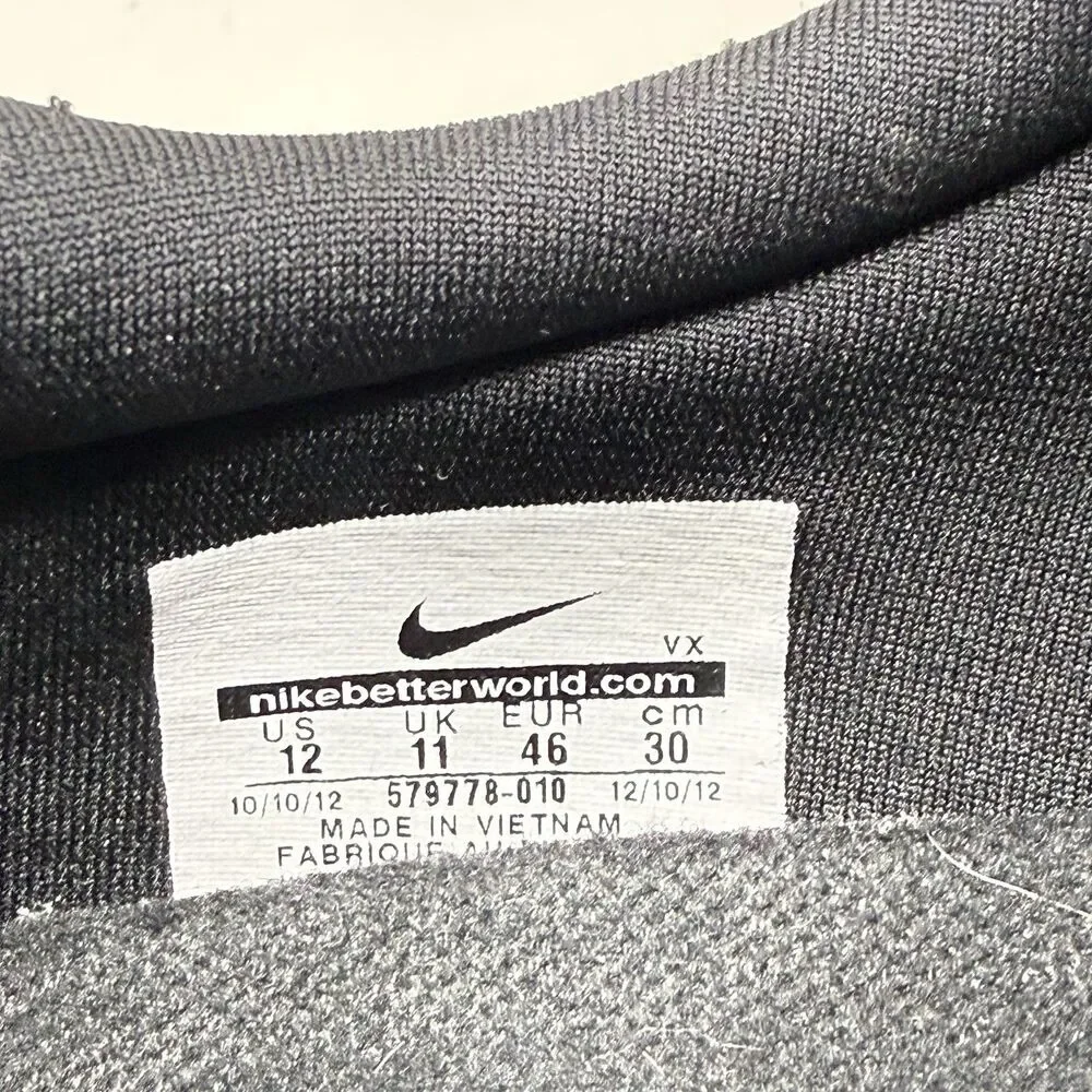 Nike SB Eric Koston 1 Sneakers Shoes Mens 12 Black Gray Lunarlon Skate 2012